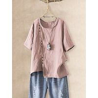 Women's Plus Size Tops T shirt Plain Patchwork Short Sleeve Round Neck Casual Spring Summer Big Size L XL XXL XXXL 4XL miniinthebox - thumbnail