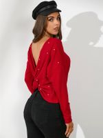 YOINS Backless Handmade Beaded Round Neck Long Sleeves Sweatshirt - thumbnail