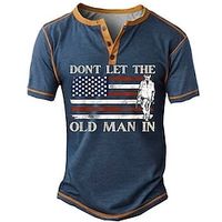 Dont Let the Old Man In American Flag Men's Retro Vintage Casual 3D Print T shirt Tee Henley Shirt Sports Outdoor Holiday Going out T shirt Black Army Green Dark Blue Short Sleeve Henley Shirt Summer Lightinthebox