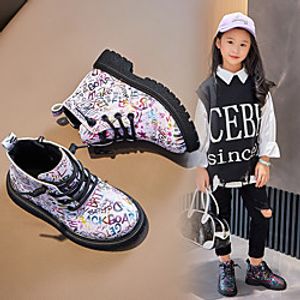 Girls' Boots Casual Boots Leather Waterproof Big Kids(7years ) Little Kids(4-7ys) Daily Outdoor Metal Chain Reflective stripe Black Pink Beige Fall Winter / Mid-Calf Boots miniinthebox