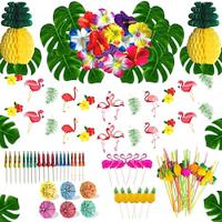 174PCS Hawaiian holiday party simulation turtle back leaf hibiscus honeycomb pineapple table decoration props Lightinthebox