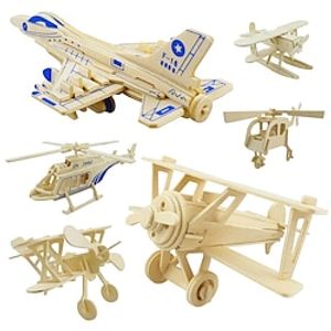 Hankel Wooden 3D Simulation Small Aircraft Model Wooden DIY Puzzle Children's Toys Handmade Puzzle Board Lightinthebox