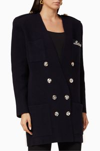 Crystal Buttoned Double-Breasted Jacket