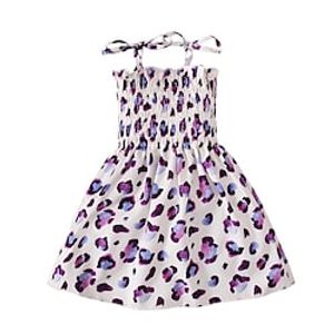 Kids Girls' Dress Floral A Line Dress Above Knee Dress Daily Print Cotton Sleeveless Cute Dress 2-6 Years Spring Green Blue Purple Lightinthebox