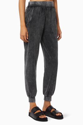 Washed Velvet Joggers in Cotton Blend Washed Velvet Joggers in Cotton Blend