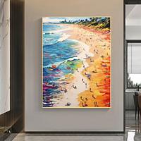 Colorful Seascape Oil Painting On Canvas hand painted Abstract Blue Ocean Painting Summer Decor painting for Living Room Decor Modern Textured landscape painting Wall Art picture Lightinthebox