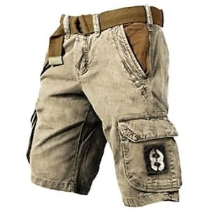 Men's Cargo Shorts Shorts Hiking Shorts Multi Pocket Letter Graphic Prints Wearable Short Outdoor Daily Designer Casual Khaki miniinthebox