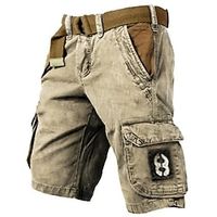 Men's Cargo Shorts Shorts Hiking Shorts Multi Pocket Letter Graphic Prints Wearable Short Outdoor Daily Designer Casual Khaki miniinthebox - thumbnail