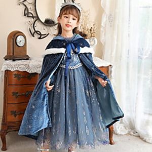 Kids Girls' Cloak Cape Sleeveless Blue Star Lace up Birthday Daily Adorable Cute 3-8 Years Lightinthebox