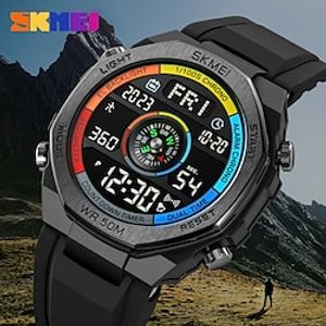SKMEI Women Men Digital Watch Outdoor Sports Fashion Business Compass Luminous Alarm Clock Calendar Silicone Watch miniinthebox