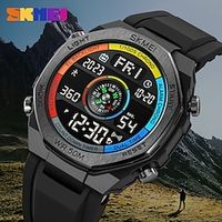 SKMEI Women Men Digital Watch Outdoor Sports Fashion Business Compass Luminous Alarm Clock Calendar Silicone Watch miniinthebox - thumbnail