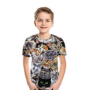 Kids Boys' T shirt Tee Short Sleeve Graphic Print Gray Children Tops Summer Active Regular Fit 3-13 Years miniinthebox