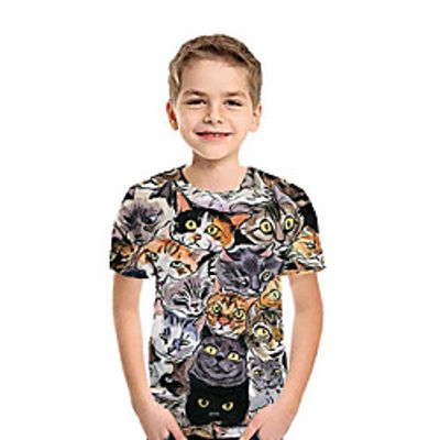 Kids Boys' T shirt Tee Short Sleeve Graphic Print Gray Children Tops Summer Active Regular Fit 3-13 Years miniinthebox