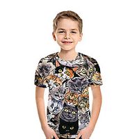 Kids Boys' T shirt Tee Short Sleeve Graphic Print Gray Children Tops Summer Active Regular Fit 3-13 Years miniinthebox - thumbnail