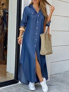 Fashion Solid Color Shirt Dress