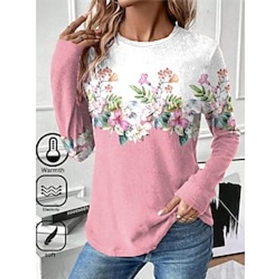 Women's T shirt Tee Floral Yellow Pink Blue Print Long Sleeve Holiday Weekend Fashion Round Neck Regular Fit Spring Fall Lightinthebox Women's T shirt Tee Floral Yellow Pink Blue Print Long Sleeve Holiday Weekend Fashion Round Neck Regular Fit Spring Fall Lightinthebox