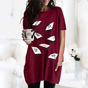 Women's T shirt Dress Graphic 3D Round Neck Tops Basic Basic Top Black Wine Army Green miniinthebox