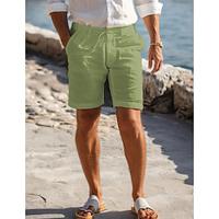 Men's Shorts Linen Shorts Summer Shorts Bermuda shorts Beach Shorts Pocket Drawstring Plain Breathable Soft Short Daily Holiday Beach Fashion Casual White Sky Blue Lightinthebox