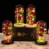 Simulation Rose Flower Gifts Night Light Glass Cover Battery Powered Eternal Flower Dry Bouquet Valentine's Day Mother's Day Creative Gift Wedding Party Decoration Lightinthebox