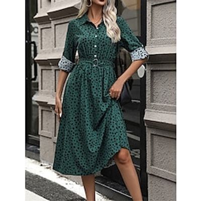Women's Casual Dress A Line Dress Leopard Print Button Shirt Collar Midi Dress Streetwear A Line Street Holiday Long Sleeve Loose Fit Green Khaki Spring Fall S M L XL Lightinthebox Women's Casual Dress A Line Dress Leopard Print Button Shirt Collar Midi Dress Streetwear A Line Street Holiday Long Sleeve Loose Fit Green Khaki Spring Fall S M L XL Lightinthebox