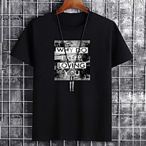 Men's Unisex Tee T shirt Hot Stamping Graphic Prints Letter Plus Size Print Short Sleeve Casual Tops Cotton Basic Fashion Designer Big and Tall White Black Khaki miniinthebox