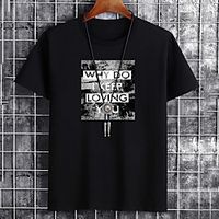 Men's Unisex Tee T shirt Hot Stamping Graphic Prints Letter Plus Size Print Short Sleeve Casual Tops Cotton Basic Fashion Designer Big and Tall White Black Khaki miniinthebox - thumbnail