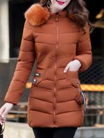 Casual Pure Color Hooded Down Coats