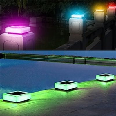 Solar Quad Pillar Light Outdoor Gate Fence Light Door Pillar Garden Light RGB Gradient Garden Lights Lightinthebox