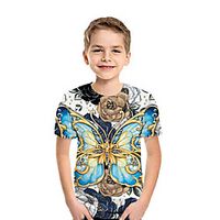 Kids Boys' T shirt Tee Short Sleeve Graphic Print Blue Children Tops Summer Active Regular Fit 3-13 Years miniinthebox - thumbnail