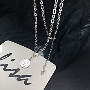 yongcheng s925 sterling silver heavy industry retro flower medal pendant necklace cold wind sweet cool girl clavicle chain female trend Lightinthebox
