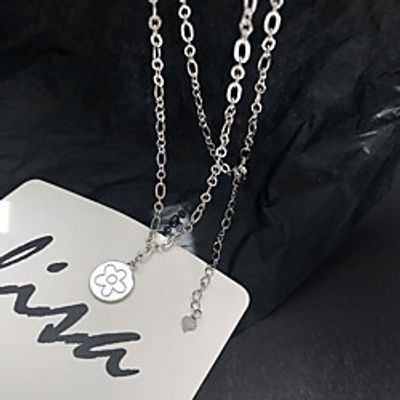 yongcheng s925 sterling silver heavy industry retro flower medal pendant necklace cold wind sweet cool girl clavicle chain female trend Lightinthebox