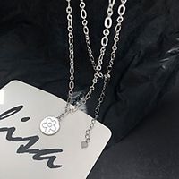 yongcheng s925 sterling silver heavy industry retro flower medal pendant necklace cold wind sweet cool girl clavicle chain female trend Lightinthebox - thumbnail