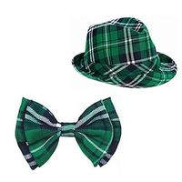 Men's Leprechaun Hat Irish Plaid Green Beret Hat Beret Hat and Bow Tie Newsboy Hat Dark Green Green Polyester 2 Piece Traditional  Classic Costume St.Patrick's Day Vacation Plaid Fashion Lightinthebox - thumbnail