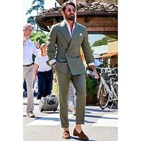 Fuchsia Army Green Coffee Men's Wedding Suits Solid Colored 2 Piece Daily Lightweight Casual Tailored Fit Double Breasted Two-buttons 2024 Lightinthebox