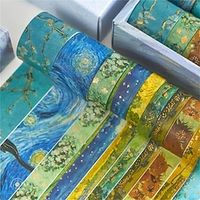 10pcs Van Gogh Washi Tape Set, Decorative Adhesive For DIY Crafts, Gift Wrapping, Scrapbooking Supplies, Bullet Journals, Planners, Party Decorations miniinthebox - thumbnail
