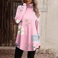 Women's T shirt Tee Yellow Pink Blue Floral Print Long Sleeve Holiday Weekend Fashion High Neck Regular Fit Floral Painting Spring Fall Lightinthebox Women's T shirt Tee Yellow Pink Blue Floral Print Long Sleeve Holiday Weekend Fashion High Neck Regular Fit Floral Painting Spring Fall Lightinthebox