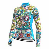 21Grams Women's Long Sleeve Cycling Jersey Spandex Blue Floral Botanical Bike Top Mountain Bike MTB Road Bike Cycling Quick Dry Moisture Wicking Sports Clothing Apparel  Stretchy  Athleisure Lightinthebox - thumbnail