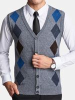 British Style Woolen Single Breasted Cardigan Vest for Men