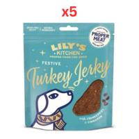 Lily's Kitchen Festive Christmas Turkey Jerky Dog Treats 70G (Pack of 5)