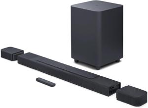 JBL Bar 1000 7.1.4 Channel Soundbar with Detachable Speakers, Dolby Atmos Surround, DTS:X + MultiBeam, PureVoice Tech, 880W Output, Built-In WiFi, Voice Assistant, 3D Sound - Black