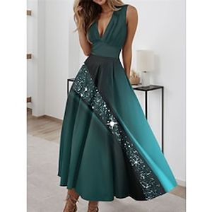 Women's Casual Dress Swing Dress Ombre Print V Neck Long Dress Maxi Dress Streetwear Maxi Street Holiday Sleeveless Regular Fit Burgundy Navy Blue Blue Summer Spring S M L XL 2XL Lightinthebox