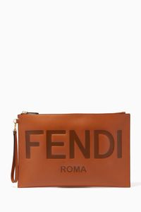 Logo Large Pouch in Leather