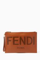Logo Large Pouch in Leather - thumbnail