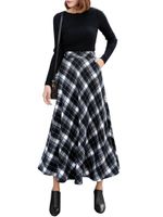 Women Plaid Elastic High Waist Skirts