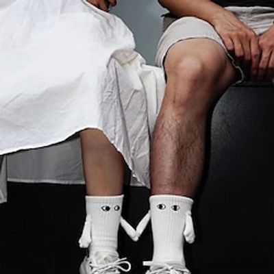 Funny Three-dimensional Holding Hands Socks Suction Iron Stone Mid Tube Socks Pile Up Socks Cute Eyes Holding Feet Socks Funny Day Valentine's Day Lightinthebox