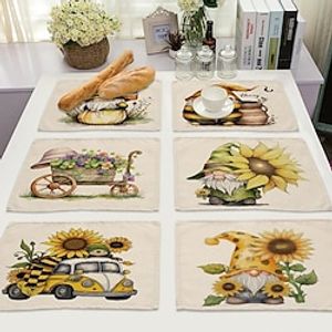 Sunflowers Placemats Heat Resistant Farmhouse Table Place Mat Stain Resistant Placemat, Placemat for Wedding Kitchen Dining Table Decoration Indoor Outdoor Lightinthebox