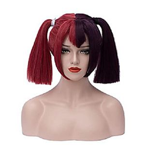 Red Black Wigs for Harley Quinn Wig Costume Women Girls Short Hair Wig with 2 Ponytails Perfect for Cosplay Party Costume Halloween Ms071 Lightinthebox