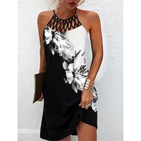 Women's Casual Dress Slip Dress Cut Out Print Strap Mini Dress Hawaiian Daily Vacation Sleeveless Summer Lightinthebox