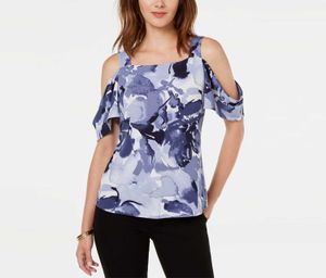 I.n.c Womens Petites Knit Cold Shoulder  Blotted Peony