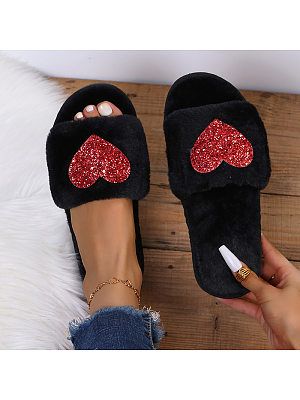 Solid Color Heart Casual Slippers